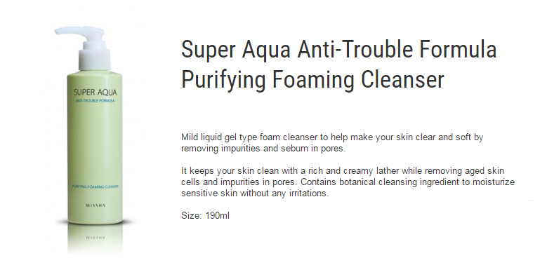 SUPER AQUA ANTI-TROUBLE FORMULA PURIFYING FOAMING CLEANSER